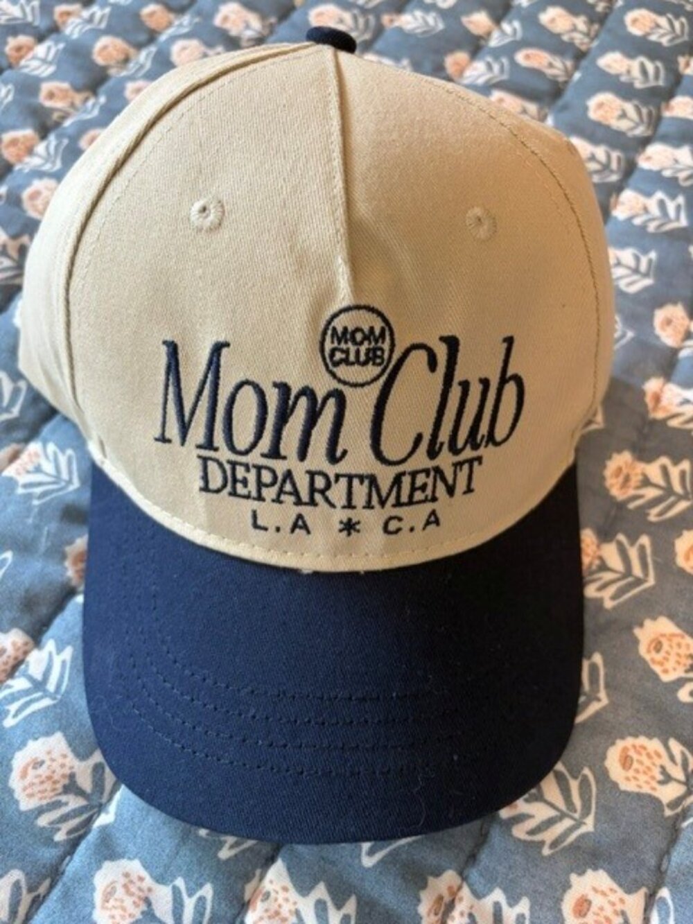 NWT Slyfox Threads Mom Club Department Trucker Hat Navy Tan Adjustable Snapback - Picture 6 of 10